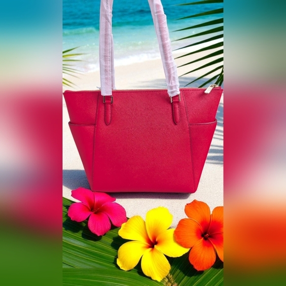 Michael Kors Charlotte Large Top Zip Shoulder Tote Bag Bright Red(NWT) - Picture 8 of 13